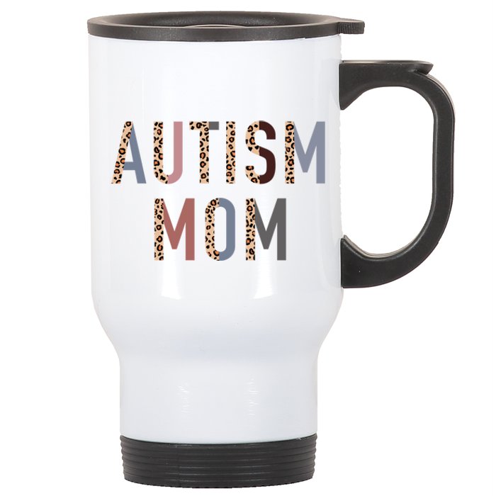 Autism Mom Leopard Print Stainless Steel Travel Mug