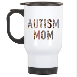 Autism Mom Leopard Print Stainless Steel Travel Mug