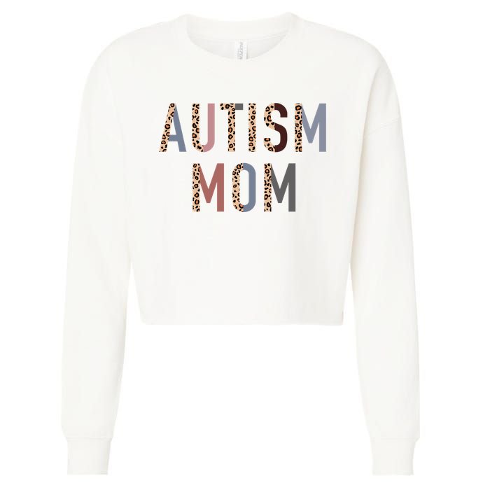 Autism Mom Leopard Print Cropped Pullover Crew