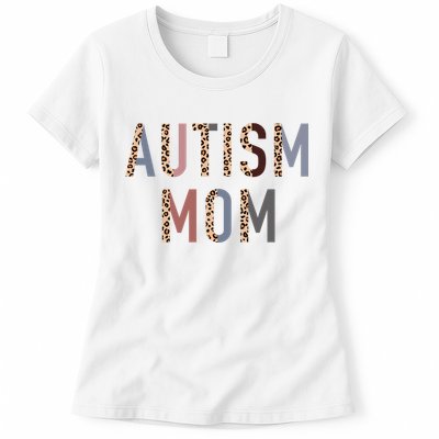 Autism Mom Leopard Print Womens T-Shirt