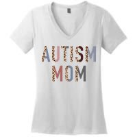 Autism Mom Leopard Print Women's V-Neck T-Shirt