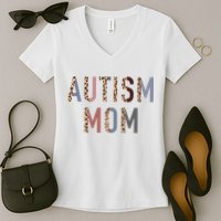 Autism Mom Leopard Print Women's V-Neck T-Shirt