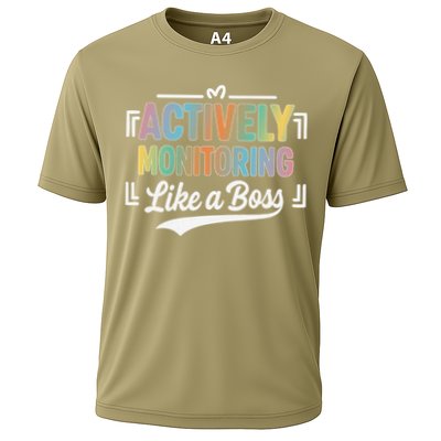Actively Monitoring Like A Boss State Testing Day Teacher Cooling Performance Crew T-Shirt