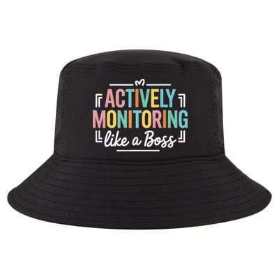 Actively Monitoring Like A Boss State Testing Day Teacher Cool Comfort Performance Bucket Hat
