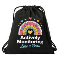 Actively Monitoring Like A Boss Teacher Student Testing Day Drawstring Bag