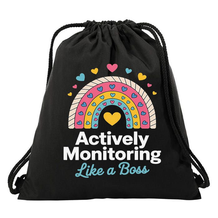 Actively Monitoring Like A Boss Teacher Student Testing Day Drawstring Bag