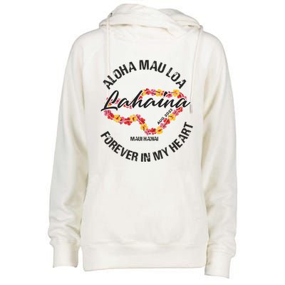 Aloha Mau Loa Forever In My Heart Maui Strong Womens Funnel Neck Pullover Hood