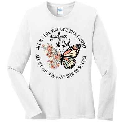 All My Life You Have Been Faithful Butterfly Christian Ladies Long Sleeve Shirt