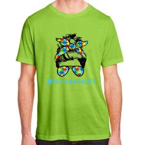 Autism Mom Life Autistic Son Sunglasses Bandana Messy Bun Gift Adult ChromaSoft Performance T-Shirt