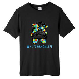 Autism Mom Life Autistic Son Sunglasses Bandana Messy Bun Gift Tall Fusion ChromaSoft Performance T-Shirt