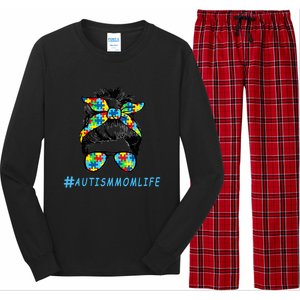 Autism Mom Life Autistic Son Sunglasses Bandana Messy Bun Gift Long Sleeve Pajama Set