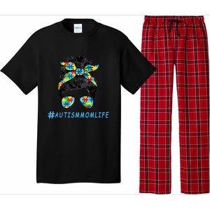 Autism Mom Life Autistic Son Sunglasses Bandana Messy Bun Gift Pajama Set