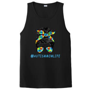 Autism Mom Life Autistic Son Sunglasses Bandana Messy Bun Gift PosiCharge Competitor Tank