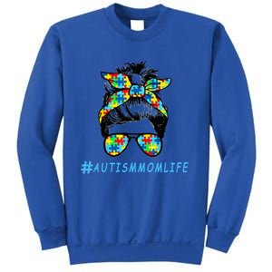 Autism Mom Life Autistic Son Sunglasses Bandana Messy Bun Gift Sweatshirt