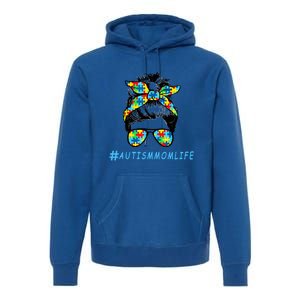 Autism Mom Life Autistic Son Sunglasses Bandana Messy Bun Gift Premium Hoodie