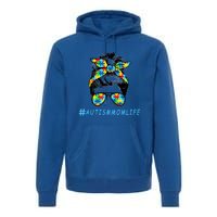 Autism Mom Life Autistic Son Sunglasses Bandana Messy Bun Gift Premium Hoodie