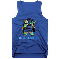 Autism Mom Life Autistic Son Sunglasses Bandana Messy Bun Gift Tank Top