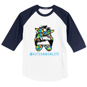 Autism Mom Life Autistic Son Sunglasses Bandana Messy Bun Gift Baseball Sleeve Shirt