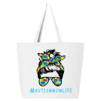 Autism Mom Life Autistic Son Sunglasses Bandana Messy Bun Gift 25L Jumbo Tote