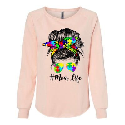 Autism Mom Life Messy Bun Sunglasses Bandana Mother’s Day Womens California Wash Sweatshirt