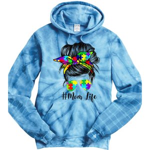 Autism Mom Life Messy Bun Sunglasses Bandana Mother’s Day Tie Dye Hoodie