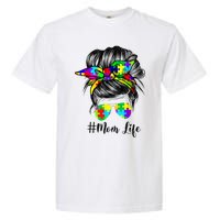 Autism Mom Life Messy Bun Sunglasses Bandana Mother’s Day Garment-Dyed Heavyweight T-Shirt