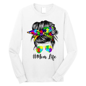 Autism Mom Life Messy Bun Sunglasses Bandana Mother’s Day Long Sleeve Shirt