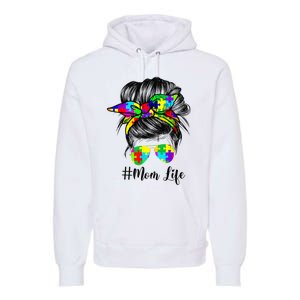 Autism Mom Life Messy Bun Sunglasses Bandana Mother’s Day Premium Hoodie