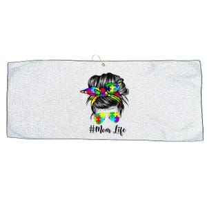 Autism Mom Life Messy Bun Sunglasses Bandana Mother’s Day Large Microfiber Waffle Golf Towel