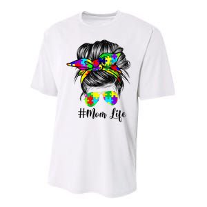 Autism Mom Life Messy Bun Sunglasses Bandana Mother’s Day Performance Sprint T-Shirt