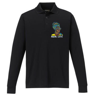 Autism Mom Life Bandana Mother’s Day Afro American Black Mom Gift Performance Long Sleeve Polo