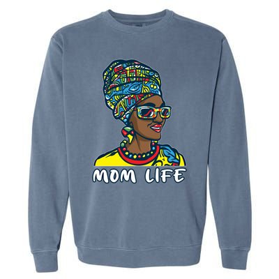 Autism Mom Life Bandana Mother’s Day Afro American Black Mom Gift Garment-Dyed Sweatshirt