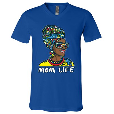 Autism Mom Life Bandana Mother’s Day Afro American Black Mom Gift V-Neck T-Shirt