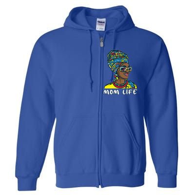 Autism Mom Life Bandana Mother’s Day Afro American Black Mom Gift Full Zip Hoodie