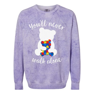 Autism Mom Love Women Autism Awareness Mom Cute Gift Colorblast Crewneck Sweatshirt