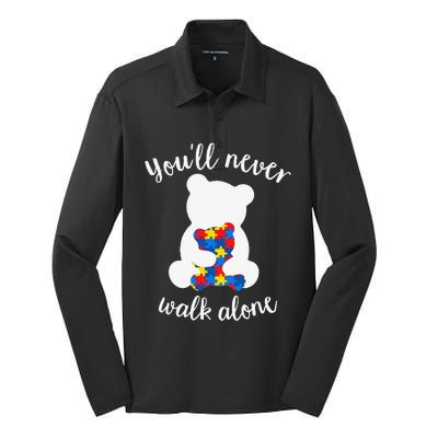 Autism Mom Love Women Autism Awareness Mom Cute Gift Silk Touch Performance Long Sleeve Polo