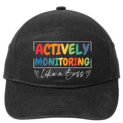 Actively Monitoring Like A Boss Funny Teacher Testing Day 7-Panel Snapback Hat