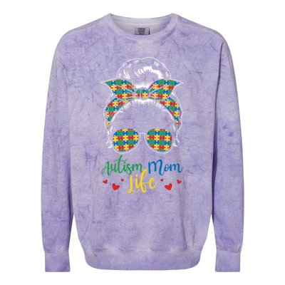 Autism Mom Life Be Kind Autism Awareness Funny Gift Colorblast Crewneck Sweatshirt