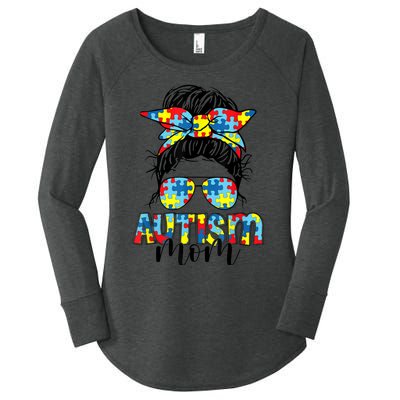 Autism Mom Life Messy Bun Sunglasses Bandana Mother’s Day Women's Perfect Tri Tunic Long Sleeve Shirt