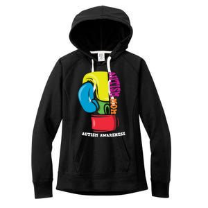 Autism Mom Life Boxing Glove Strong Mom Autism Awareness Cute Gift Women's Fleece Hoodie