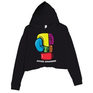 Autism Mom Life Boxing Glove Strong Mom Autism Awareness Cute Gift Crop Fleece Hoodie