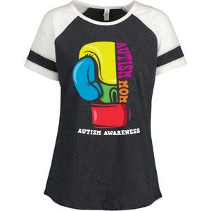 Autism Mom Life Boxing Glove Strong Mom Autism Awareness Cute Gift Enza Ladies Jersey Colorblock Tee