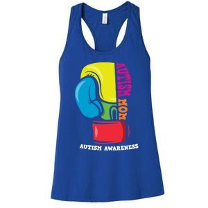 Autism Mom Life Boxing Glove Strong Mom Autism Awareness Cute Gift Women's Racerback Tank