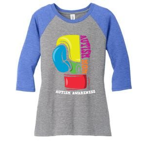 Autism Mom Life Boxing Glove Strong Mom Autism Awareness Cute Gift Women's Tri-Blend 3/4-Sleeve Raglan Shirt