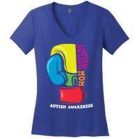 Autism Mom Life Boxing Glove Strong Mom Autism Awareness Cute Gift Women's V-Neck T-Shirt