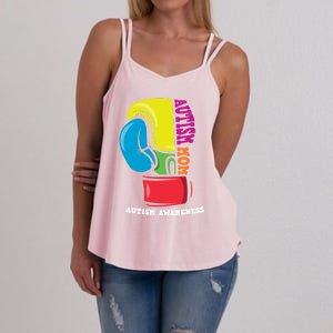 Autism Mom Life Boxing Glove Strong Mom Autism Awareness Cute Gift Women's Strappy Tank