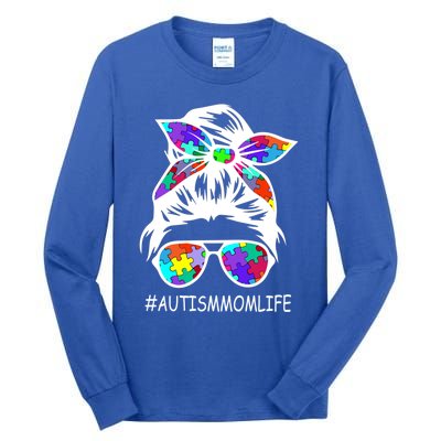 Autism Mom Life Autism Awareness Awesome Support Funny Gift Tall Long Sleeve T-Shirt