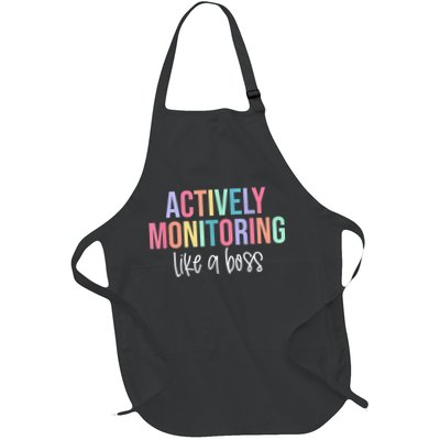 Actively Monitoring Like A Boss State Testing Teacher Full-Length Apron With Pockets