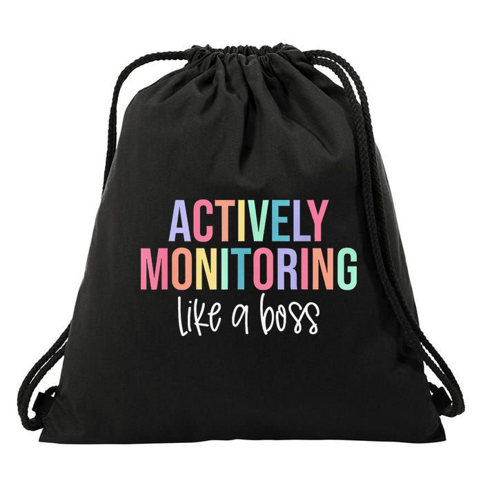 Actively Monitoring Like A Boss State Testing Teacher Drawstring Bag