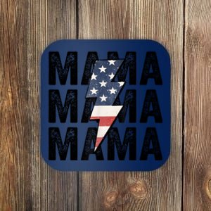 American Mama Lightning Bolt Mom Patriotic 4th Of July Coaster